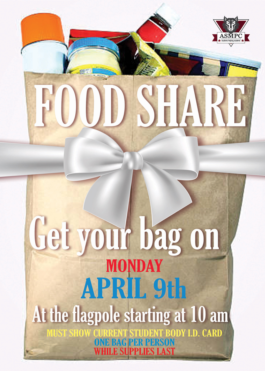 Free bags of food - for students on April 9th, during Student Appreciation Day.  Starting at 10am, until supplies run out!