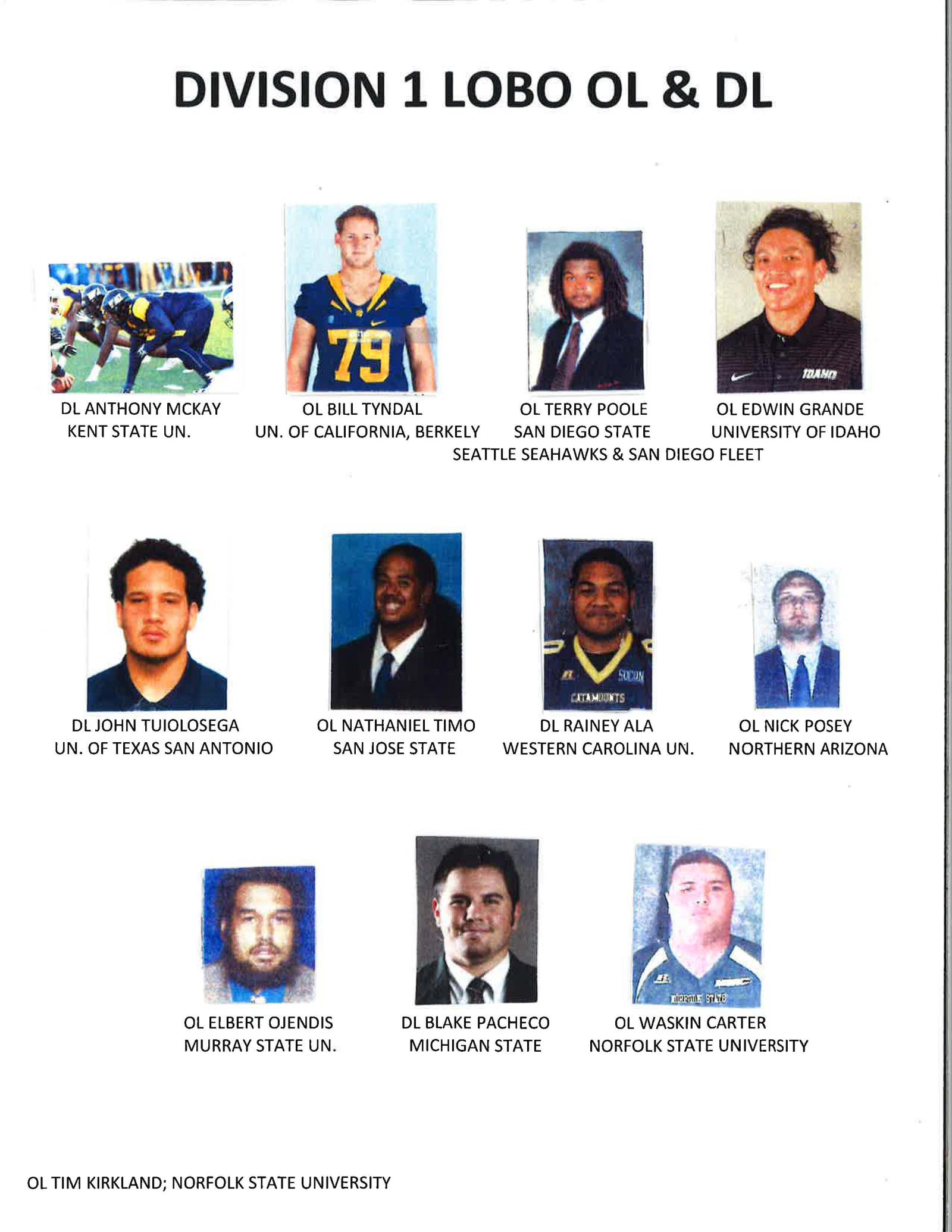 Division 1 Lobo OL and DL