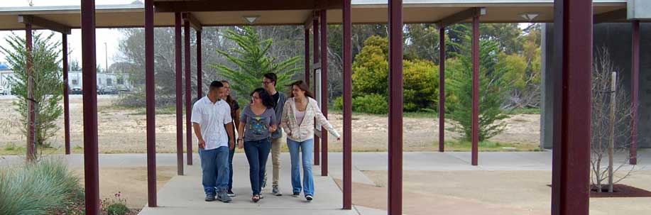 Students walking through the Marina Center campus. 