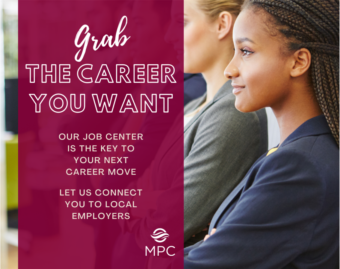 Image that says "Grad the career you want" and shows women in profile wearing business suits with their arms crossed.  This links to the student job center web pages.