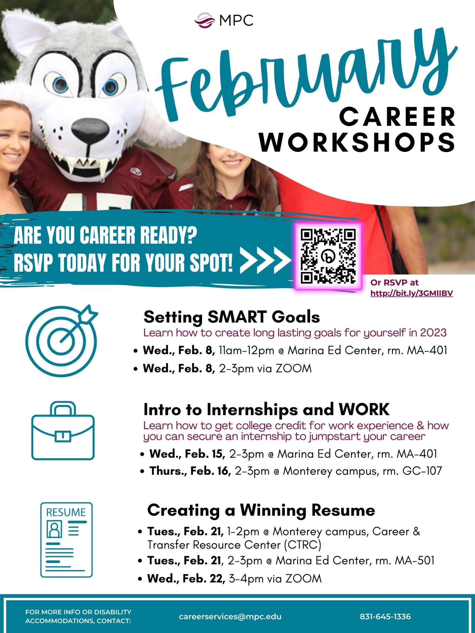 February Career Workshop Flyer Spring 2023