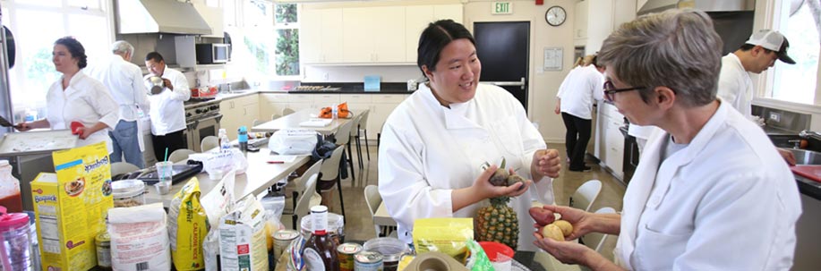 Students in the hospitality kitchen.